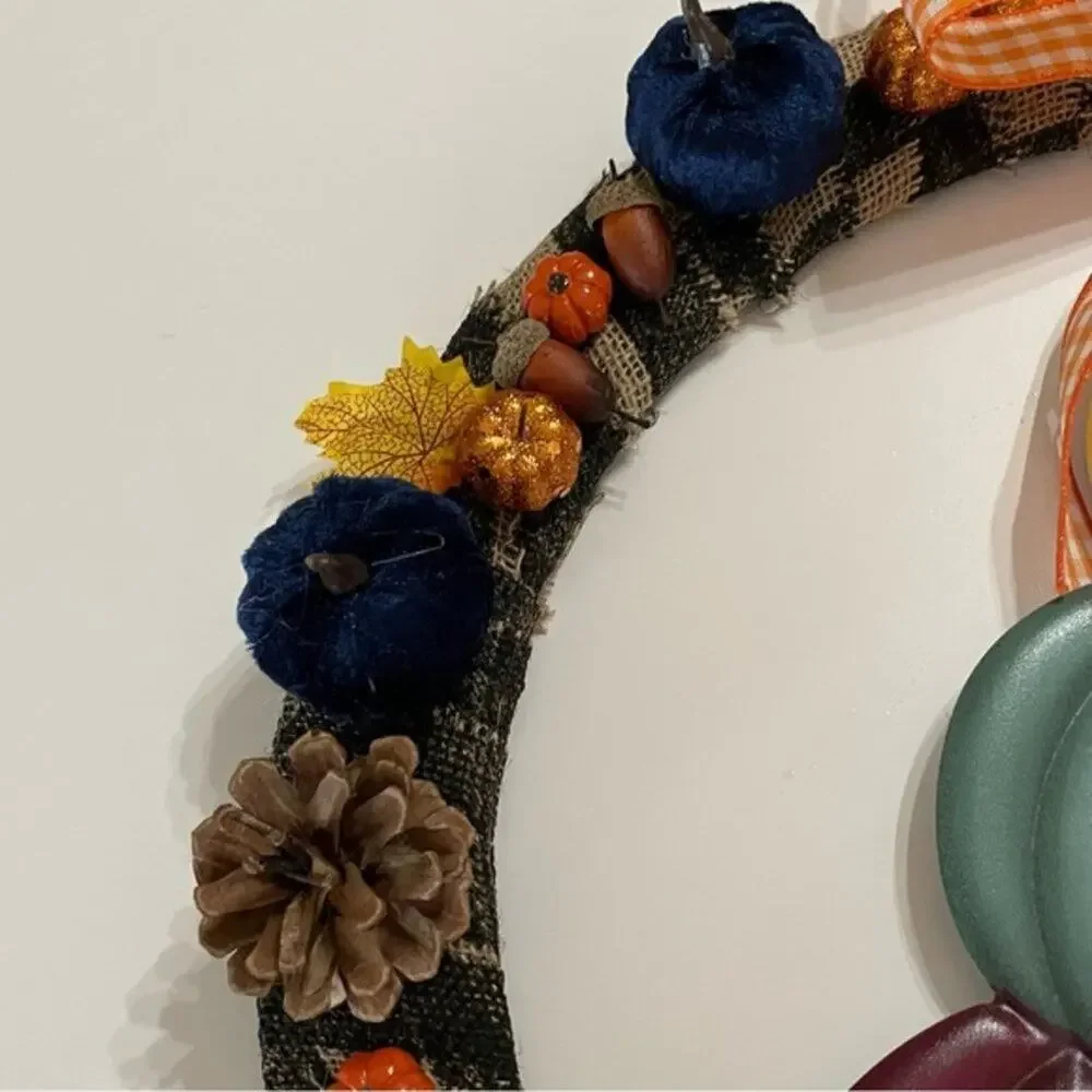 Happy Harvest Pumpkin Wreath Fall Autumn Decor 18